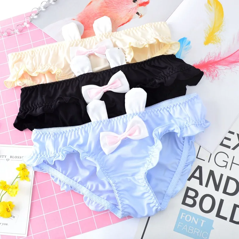 

Leechee Japanese Underwear Cute Kawaii Breathable Women's Panties Bowknot Rabbit Ears Lingerie LowWaist Cotton Crotch Soft Brief