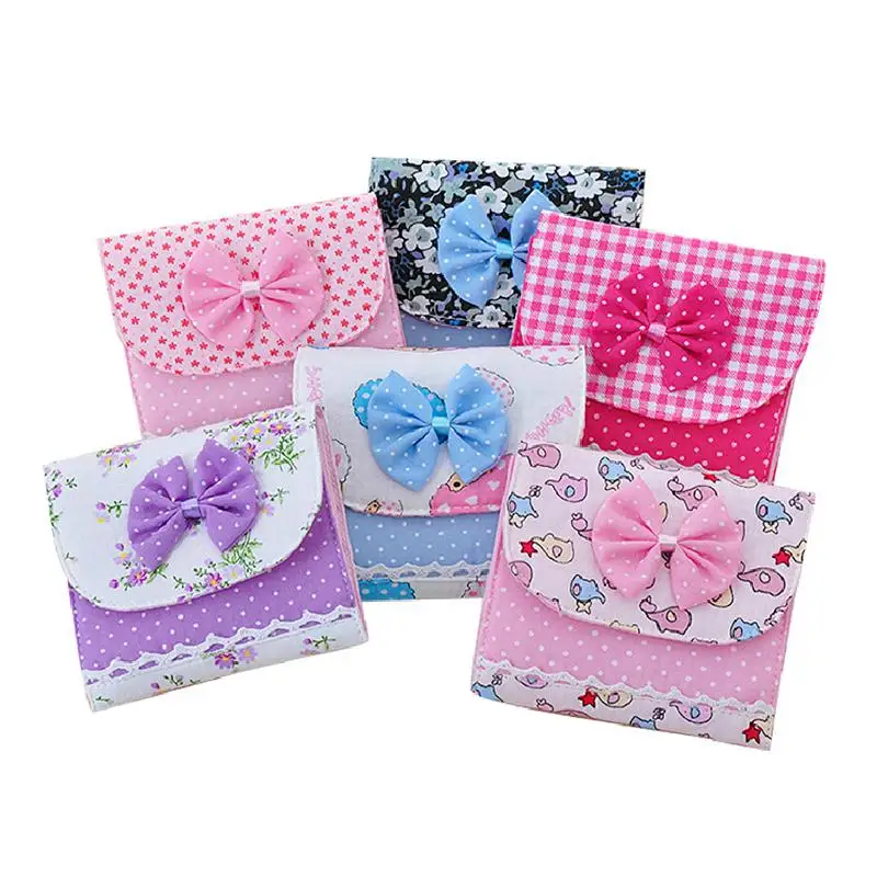 

Girl Sanitary Napkin Bag Mini Buggy Bag Bowknot Bun Change Purse