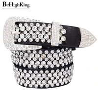 fashion genuine leather luxury shining rhinestone belts for women soft wear classic diamond belt female quality strap width 3 3