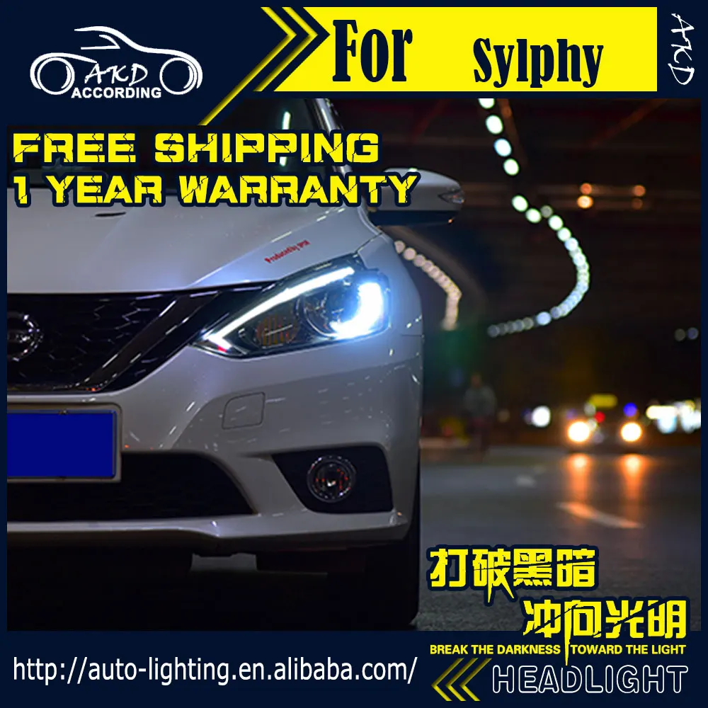 AKD автостайлинг фары для Nissan Sylphy 2016 Sentra Almera светодиодный ные D2H Hid опция ангельский