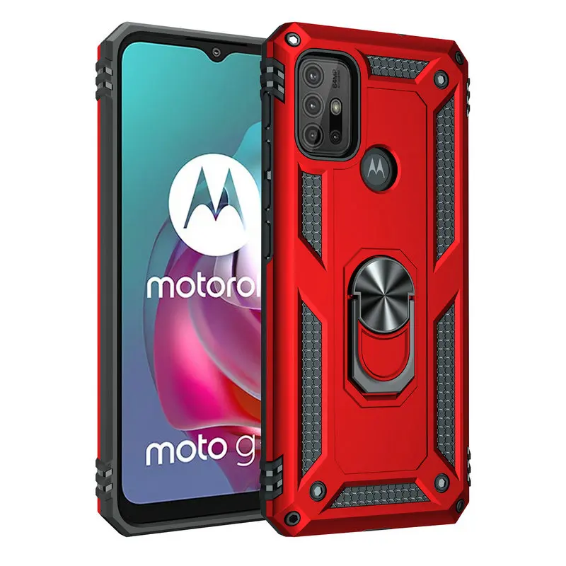 

Metal Ring Hard Phone Case for Motorola Moto G10 G20 Moto G50 XT2137 G30 Armor Cover Capa Etui Coque