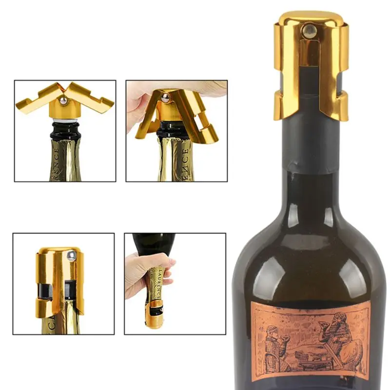 4 шт. герметичный упаковщик цвета шампанского из нержавеющей стали|Пробки для