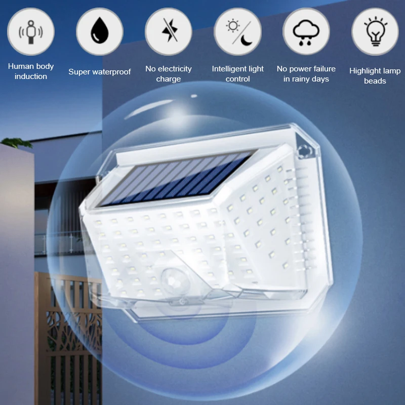 

1pc 90 LED Wall Light 1.1W Solar Powered Lamps PIR Motion Sensor IP65 3 Lighting Mode Garden Wall Lamp For Corridor Solar Light