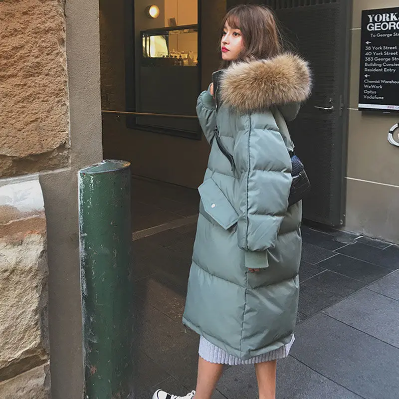 2023 New Winter Spring Women Parkas  Xl Female Thick Warm Mid-Long Hooded Jackets Ladies Fur Slim Padding Outwears Q31