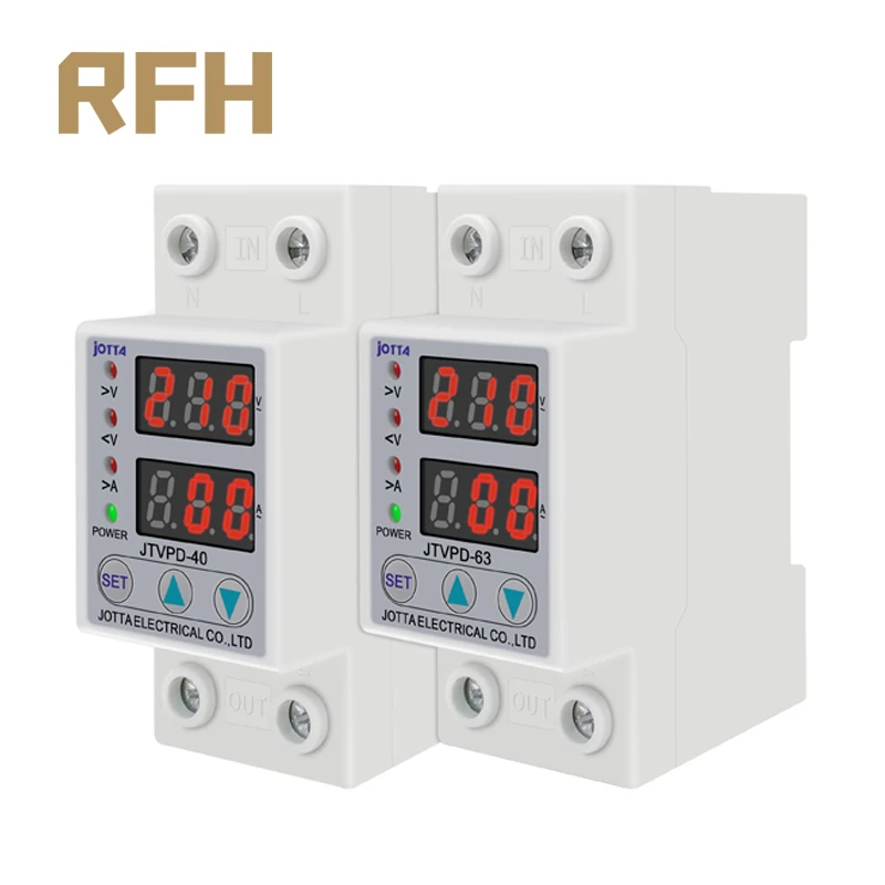 40A 63A 230V din-рейка Регулируемая перенапряжения и под напряжением защитное