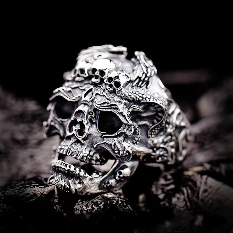 Кольца с черепом дракона для мотоцикла вечерние кольца в стиле панк на палец