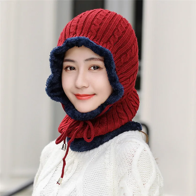 Женская вязаная шапка шапочки с шарфами теплые зимние хлопковые шапки пандой для