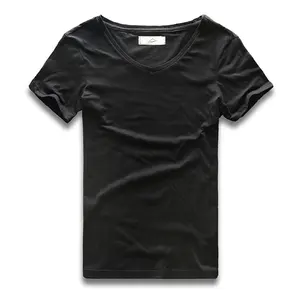 Мужская футболка с глубоким v-образным вырезом, Мужская облегающая футболка из модала и хлопка с коротким рукавом, невидимая нижняя рубашка