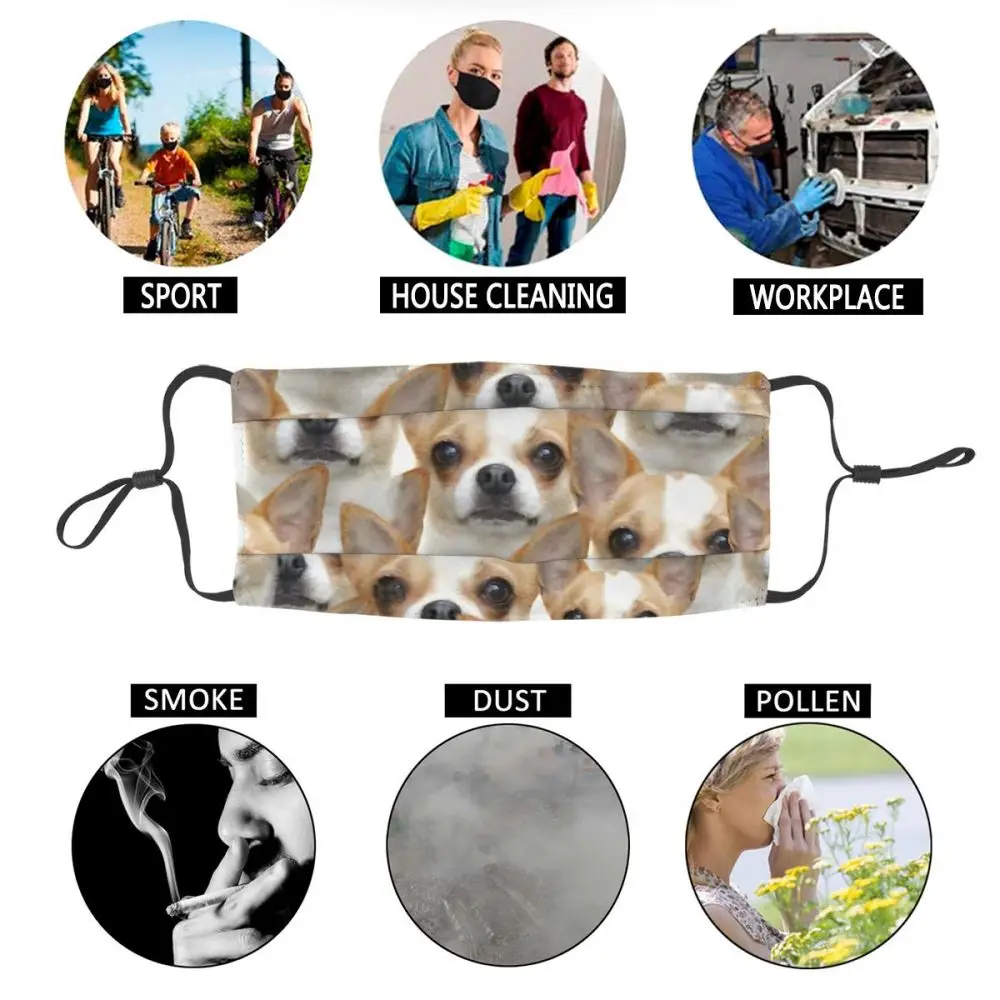 

Funny Chihuahua Puppy Reusable Mouth Face Mask Dog Lover Anti Haze Dustproof Mask Protection Mask Respirator Mouth Muffle
