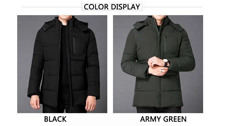 New Men's Winter Down Jacket High Quality Thick Winter Middle-Aged Warm Long Coat Cotton Clothes Men Parkas