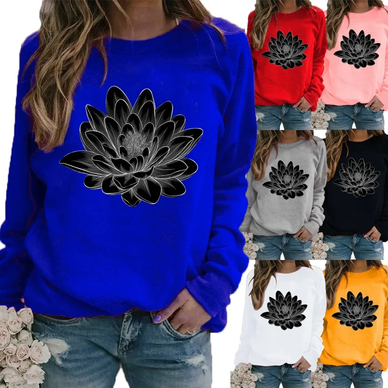 

Winter New Fashion Women Clothing Printed Casual Sweatshirt Long Sleeve Tops T-shirt Ladies Round Neck Pullover Blouse