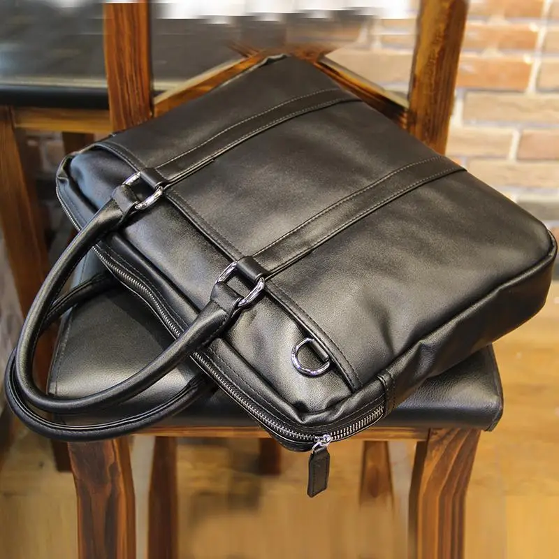 

Мужские короткие Чехлы PU сумки мужская деловая сумка черная 35 см * 25 см * 6 см