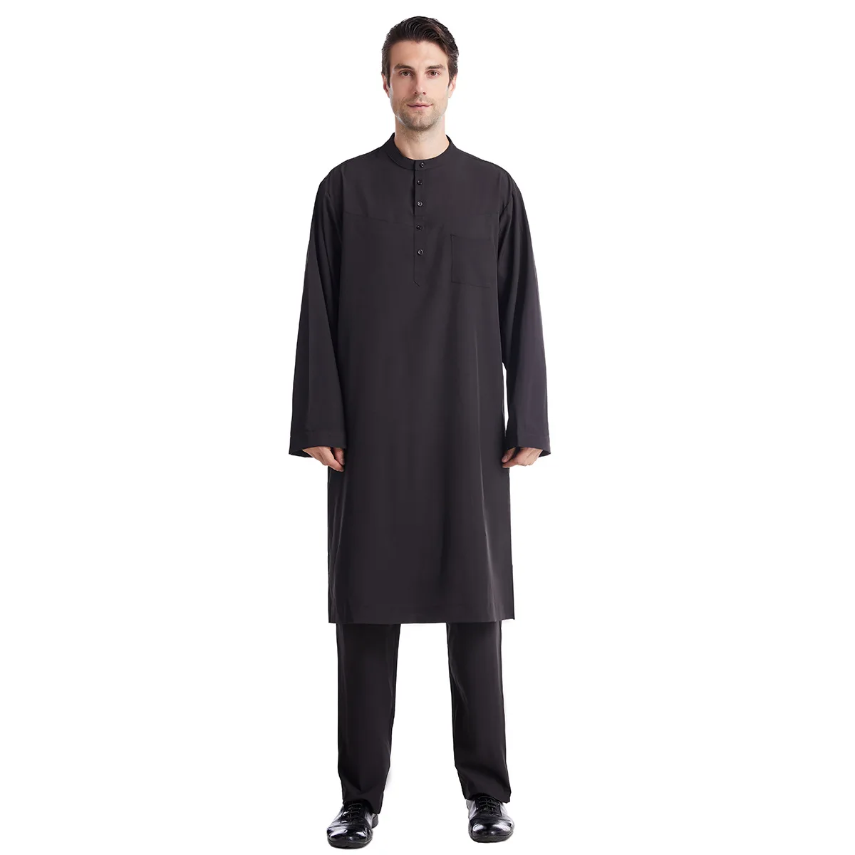 Muslim Arab Middle East Button Plus Size Men's Robe Set Islamic Mosque Ramadan Top Pants Set Abaya Clothing Israel Kaftan Robe