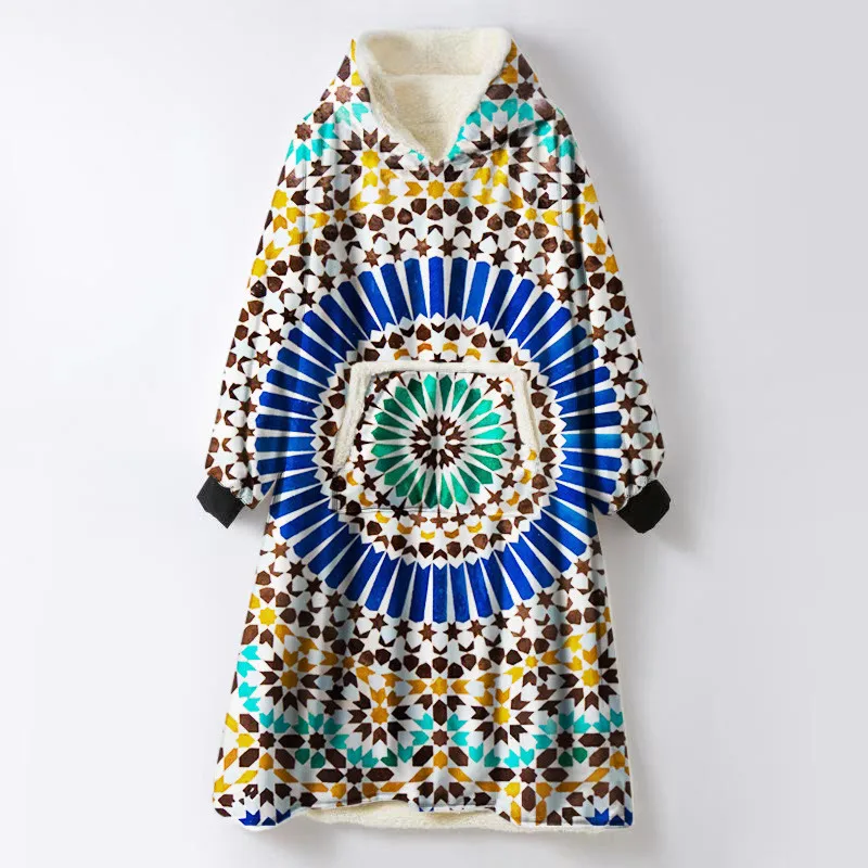 Богемное одеяло с капюшоном рукавами теплое уличное толстовка зимнее пальто ТВ