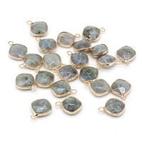 2pc natural stone pendants gold plated flash labradorites charms for jewelry making diy necklace earrings women gifts