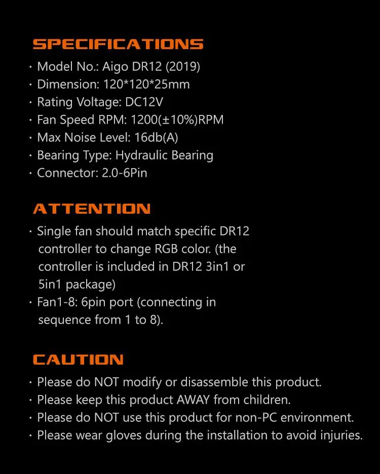 Чехол для компьютера Aigo DR12 охлаждающий вентилятор ПК светильник бар RGB