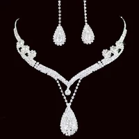 water drop pendant charming exquisite rhinestone rhinestone waterdrop necklace earring set for wedding prom party