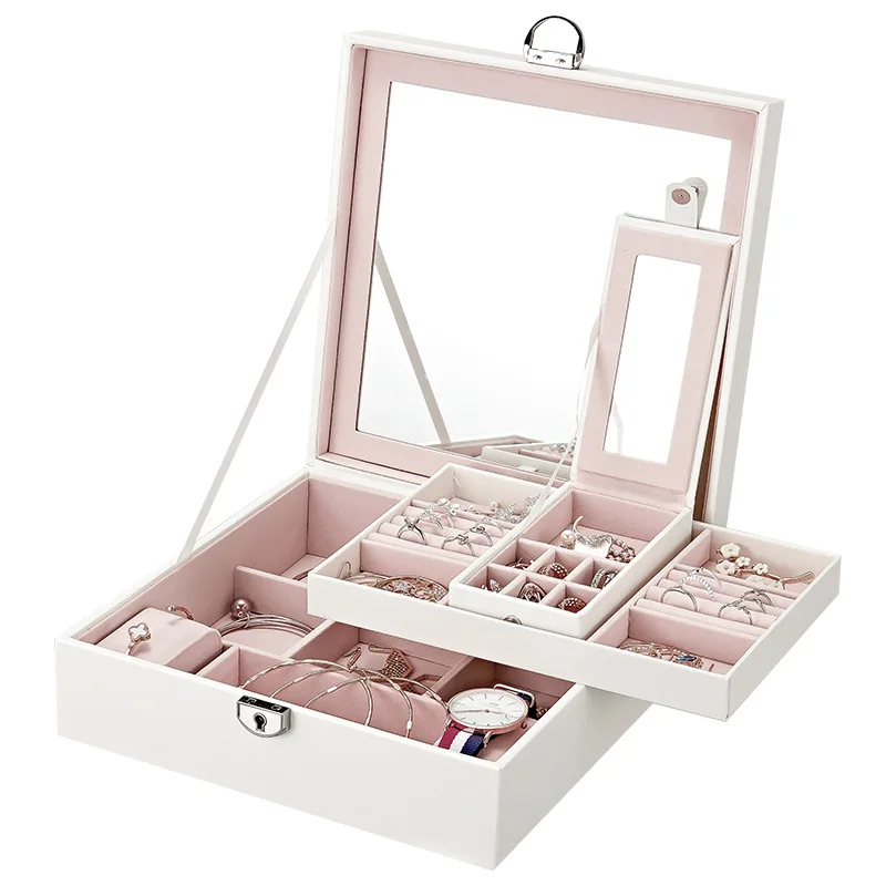 

Double-layer PU Jewelry Box European Jewelry Storage Box Large Space Jewelry Holder Gift box