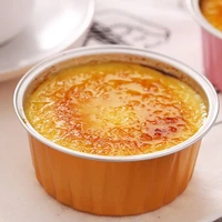 100pcs disposable aluminum foil baking cups creme brulee dessert oval shape cupcake cups with lids cake egg tools 2021