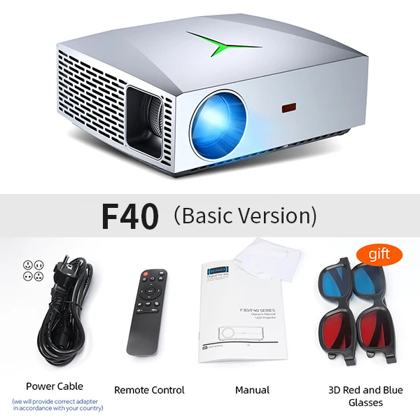 F40 VIVIBright Real Full HD 1080P проектор F40, wifi Bluetooth, 3D видео проектор, ТВ-палка, PS4, HDMI для спорта - Цвет: F40