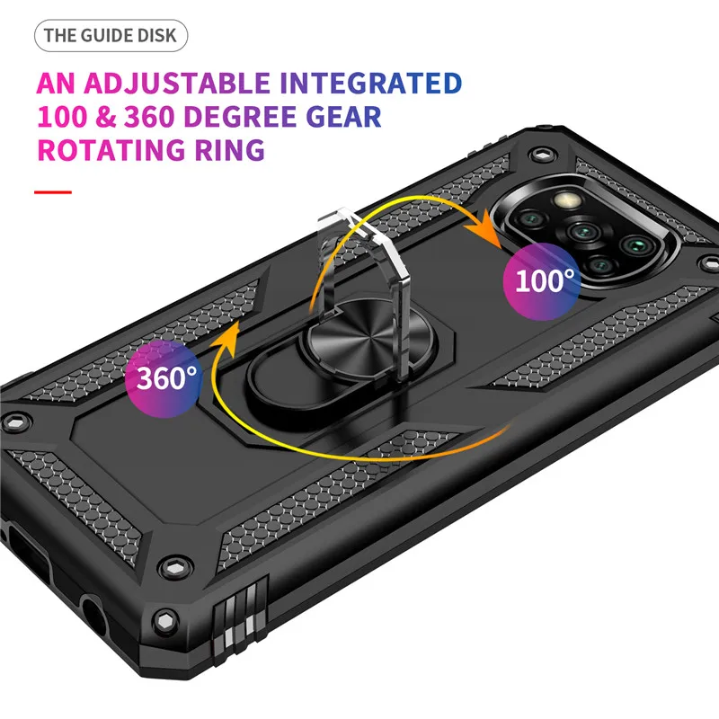 For Xiaomi Poco X3 Pro Case Shockproof Armor Stand Holder Car Ring Phone Case for Xiaomi Poco X3 NFC M3 Pro 5G F3 Back Cover
