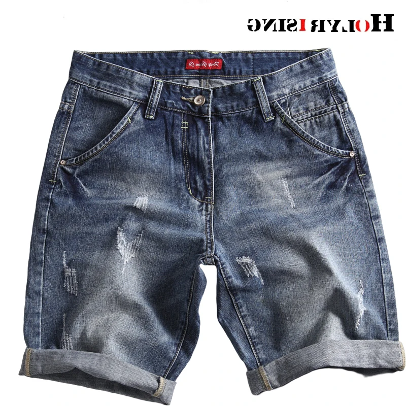 

Джинсовые шорты мужские с вырезами, эластичные штаны из хлопка, облегающие брюки стрейч, дышащая уличная одежда, размеры 28-42, ты19543, на лето