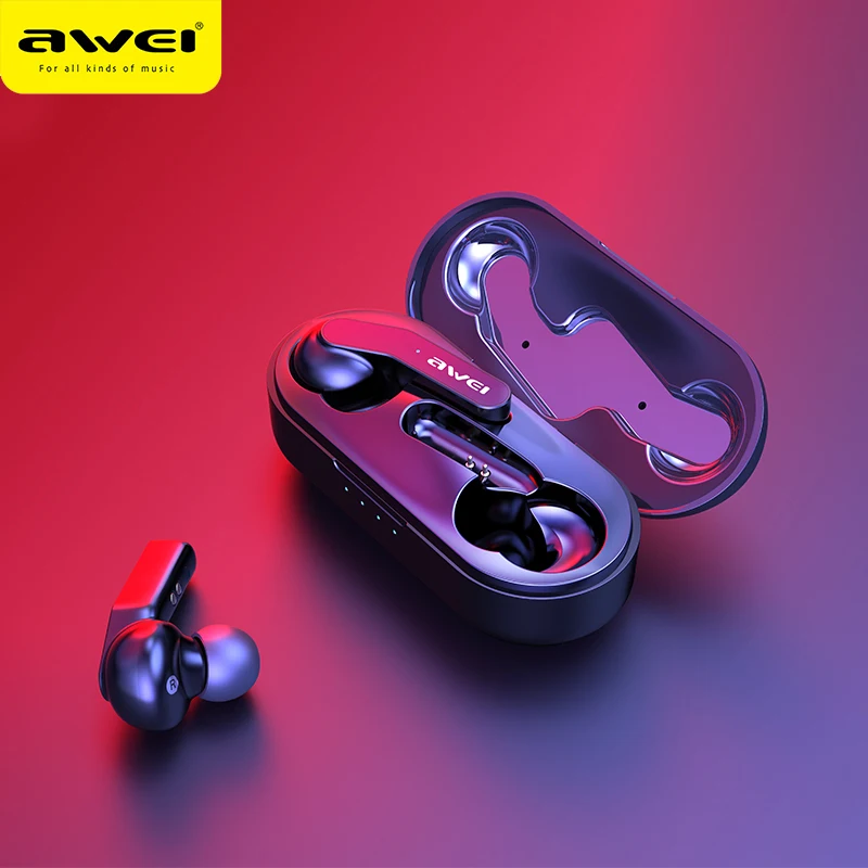 

AWEI Update TWS 5.0 IPX4 Bluetooth True Wireless Earbuds Touch Control Noise Cancelling Volume Control Super Bass Sound With Mic