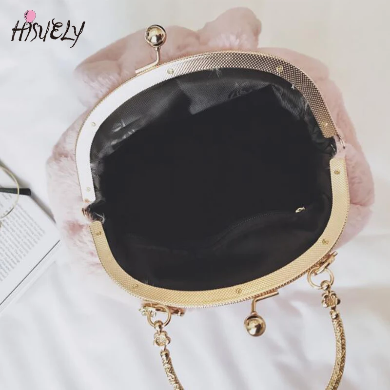 Новинка Милая зимняя женская плюшевая сумка через плечо с ушками модные сумки