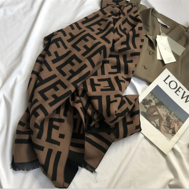 New Brand Letter Thick Cashmere Scarf Shawl Women Luxury Pashmina Warm Blanket Neckerchief Foulard Bufanda Decorate Stoles 2021 | Дом и сад