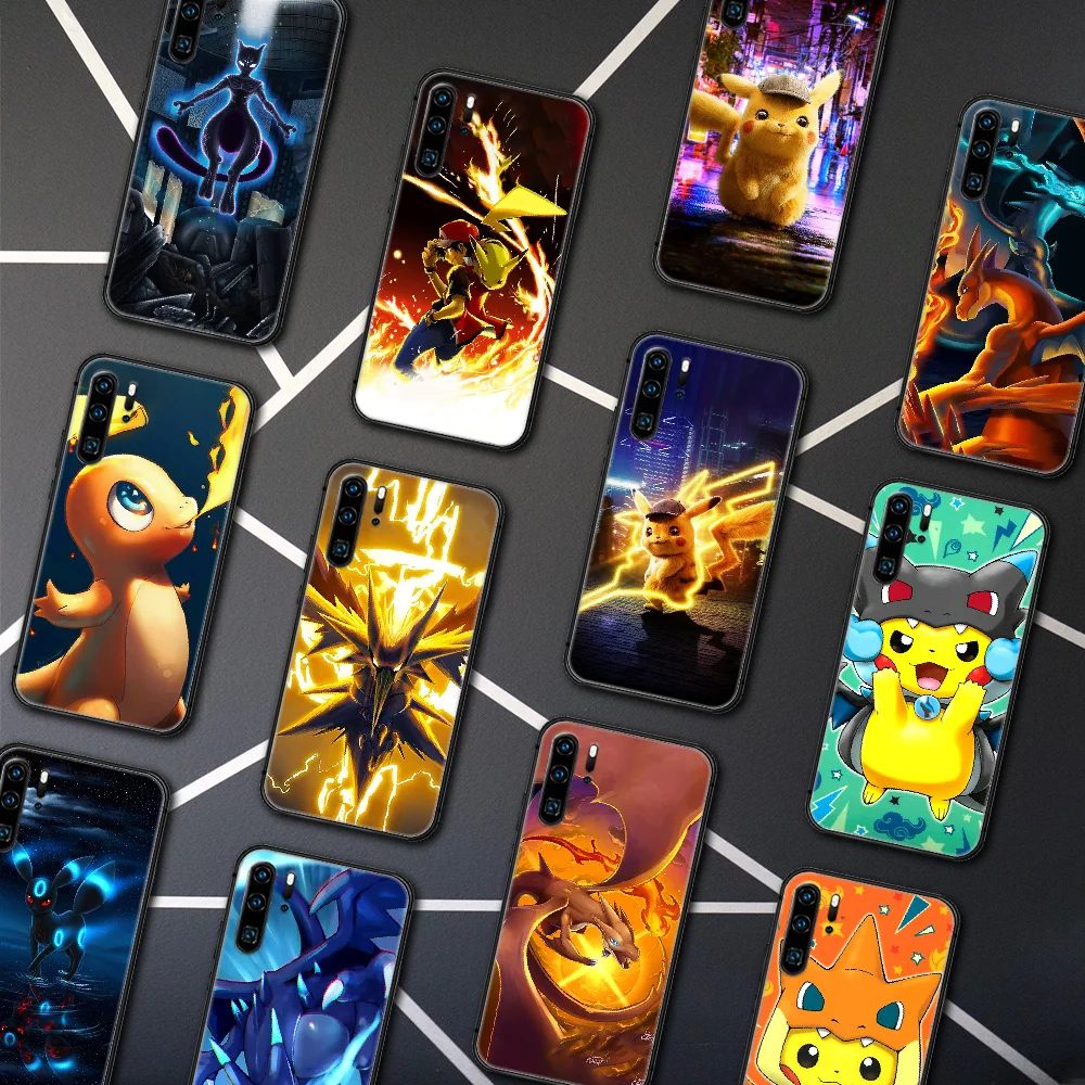 

Anime Cartoon Cute P-Pokemon Phone Case For Huawei P Mate 10 20 30 40 Pro Lite Smart 2019 2021 black Waterproof Trend Etui