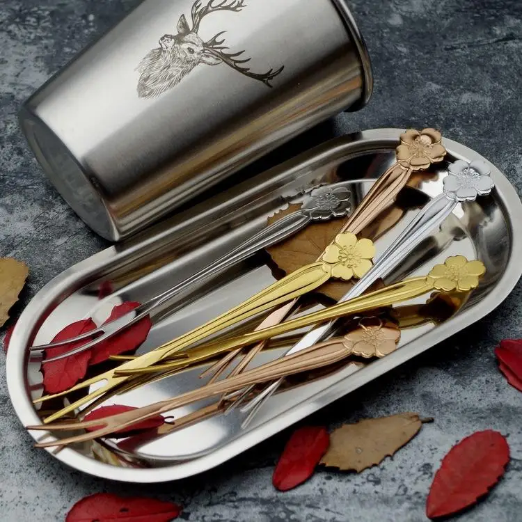 Свадебный Японский творческий из нержавеющей стали Цветочная вилка середины