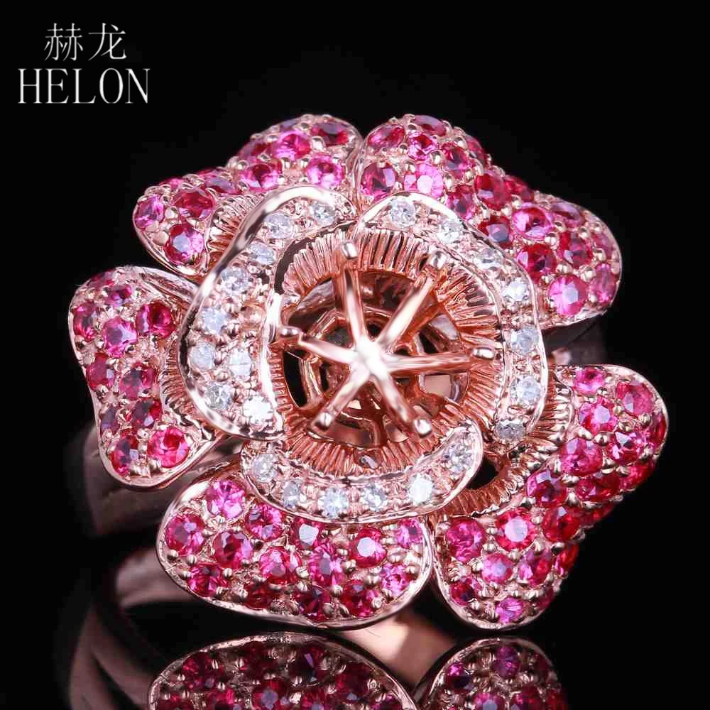 HELON сплошной 14k желтого золота полу крепление Halo Установка с бриллиантом изысканные кулон овальным вырезом 10x12 мм
