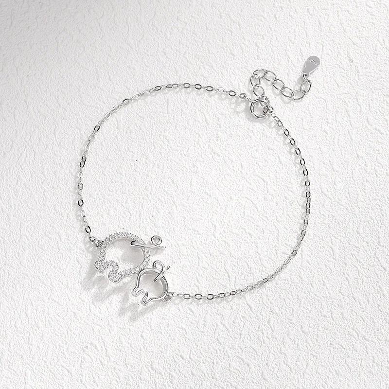 Серебряный браслет 925 милый свинка на шнуровке цепочка женский очаровательный