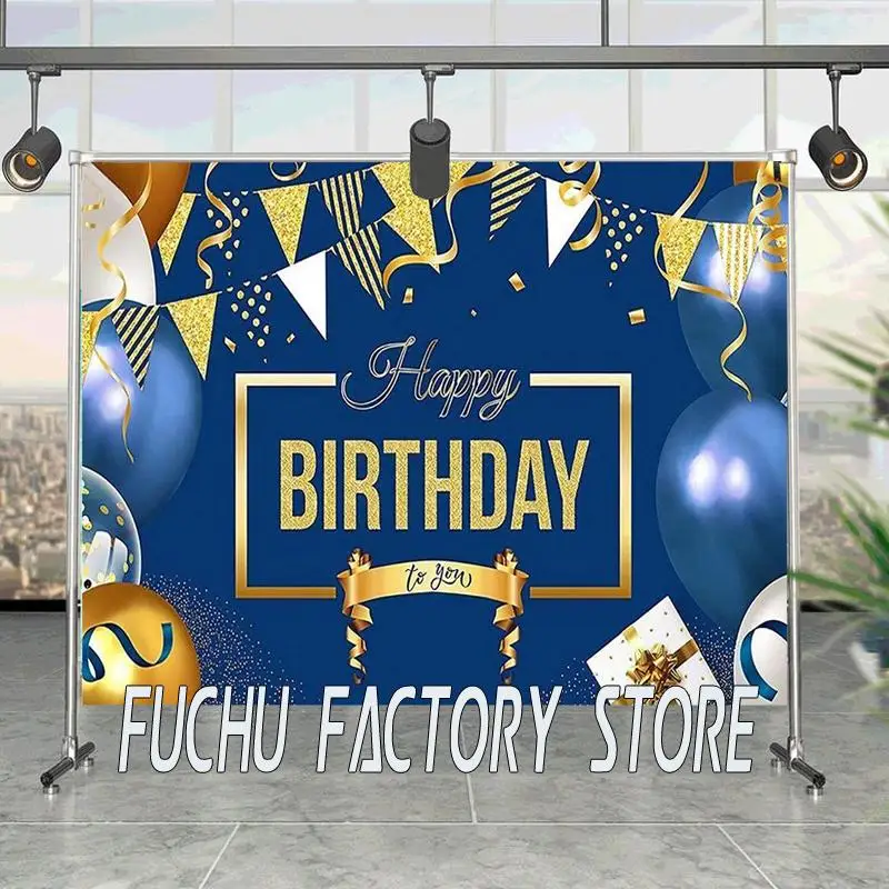 

Виниловый фон для студийной фотосъемки детей с изображением золотого воздушного шара темно-синего цвета