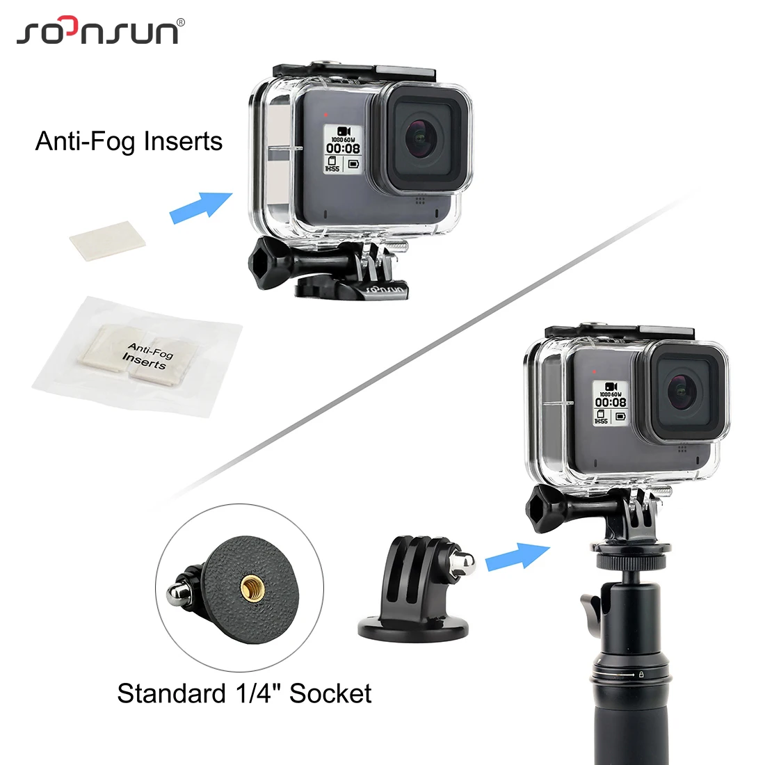 Водонепроницаемый чехол SOONSUN 45 м для GoPro Hero 8 черный защитный подводного