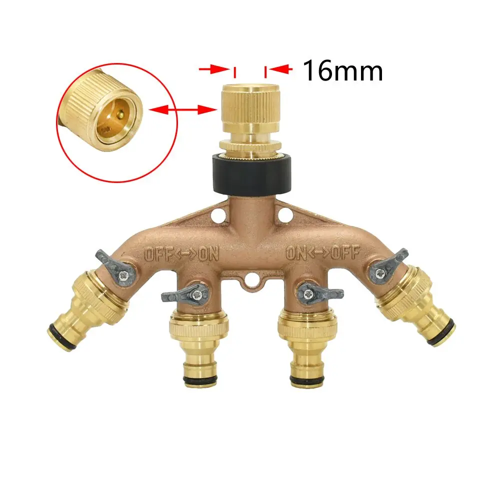 

Brass 3/4 Thread 4-way Garden Tap Water Splitter Water Pipe 4 way Splitter Female 3/4 Irrigation Valve 1pcs