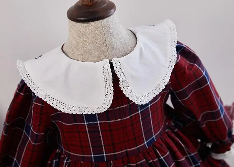 

2020 Summer New Spanish Girls princess dress Long sleeve plaid embroidery Sweet cute dress for girls Kids Clothes vestidos Y3006