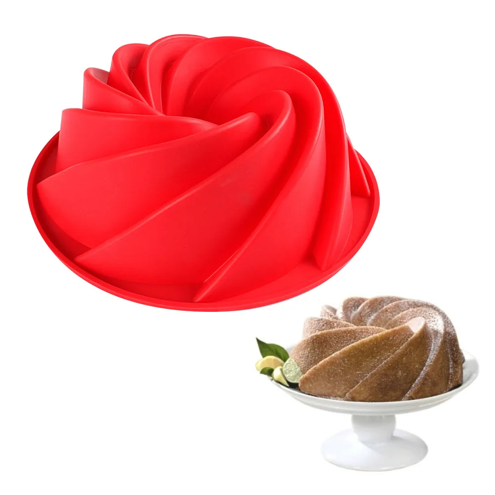 

Creativity Large Swirl Cake Bread Pastry Mold Silicone Reusable Mold Pan Bakeware DIY Mould Kitchen Baking Tool Accessories
