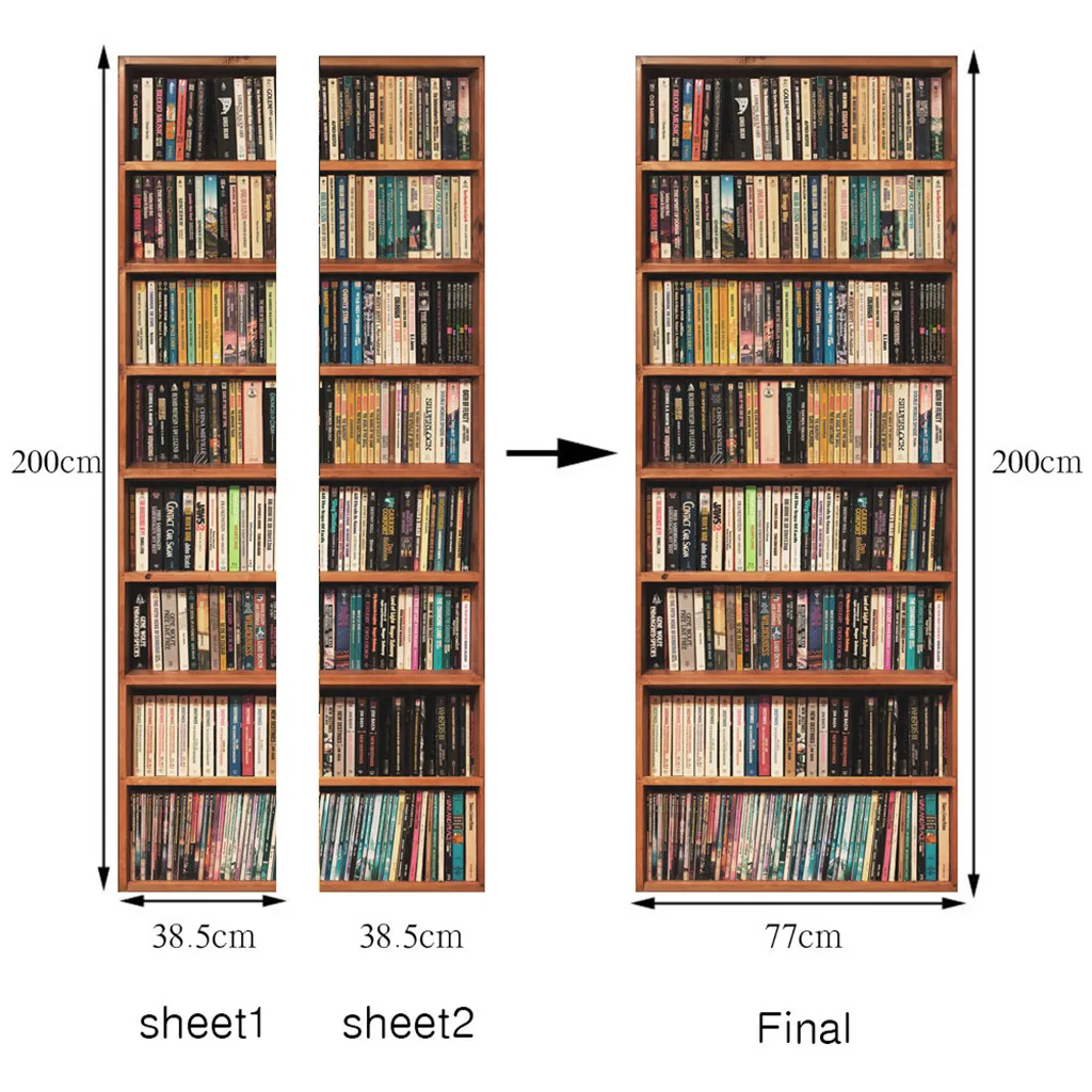 Пвх дверная наклейка винтажная деревянная книжная полка барная стойка настенные