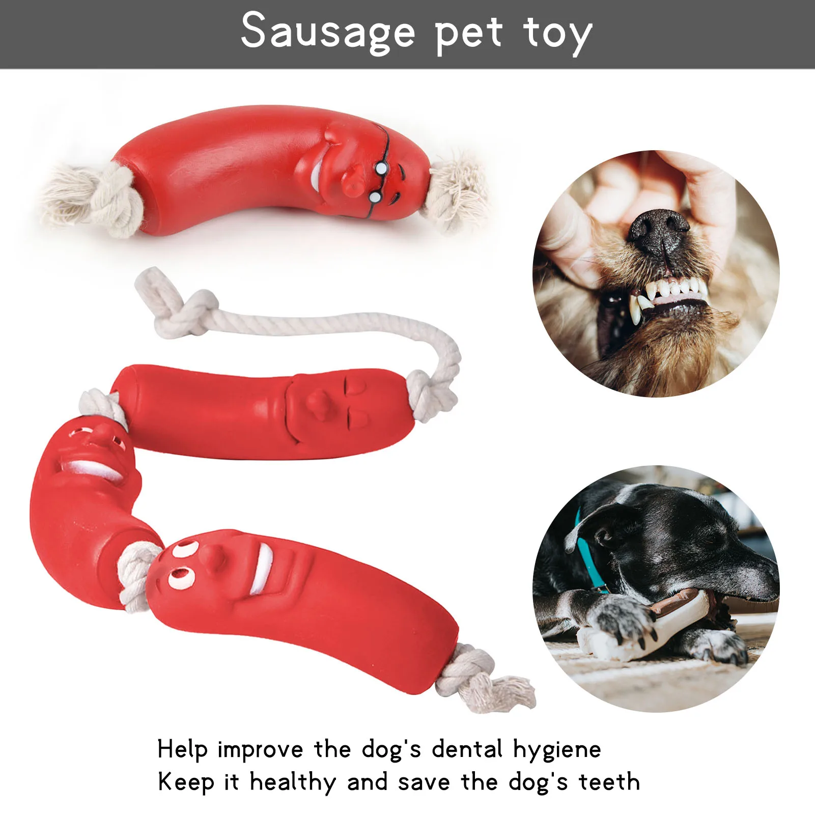 1/3 раздел Красный Колбаса Собака молярная укус игрушки силиконовые стресса