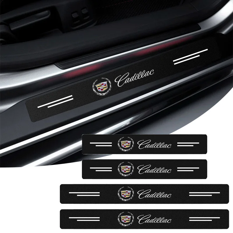 

4pcs Car Door Sill Carbon Fiber Anti Scratch Waterproof Protect Film Sticker for Cadillac Escalade ATS CTS SRX XTS CUE 2013-2020