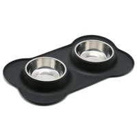 practical dog bowls stainless steel water and food feeder with non spill skid resistant silicone mat for pets puppy small