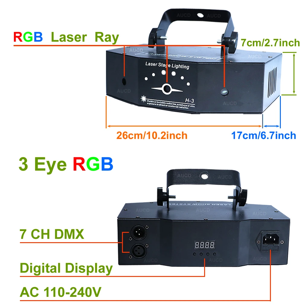 AUCD 3 глаз 500 МВт RGB массив Оптическая сеть вращения движущийся луч проектор лазерные огни луч DMX DJ для сцена на вечеринках и шоу освещение DJH3