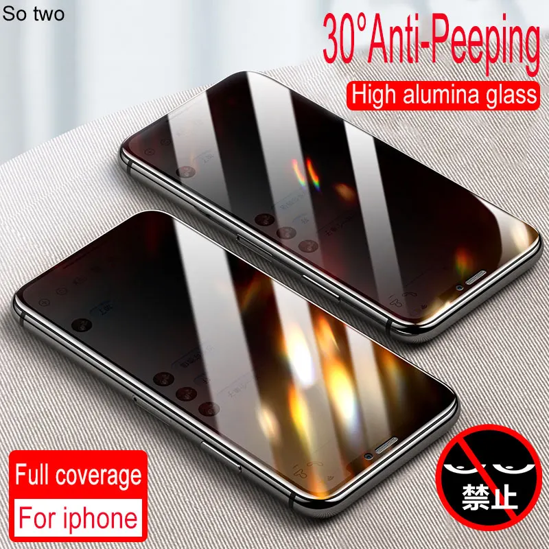 Protector de pantalla de privacidad para IPhone, vidrio templado antiesp&iacute;a para modelos 12, 11, 13 Pro, XS MAX, X, XR, 6s, 7, 8 Plus, 1-3 unidades-0