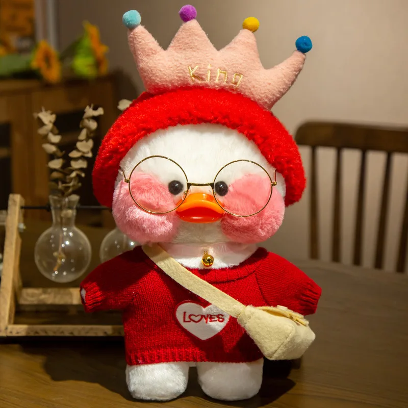 

30cm Stuffed Animal Dolls Girl Kawaii Net Red Duck Plush Dolls Sweater Suit Cute Hat Soft Cotton Plush Toys Children's Toys Gift