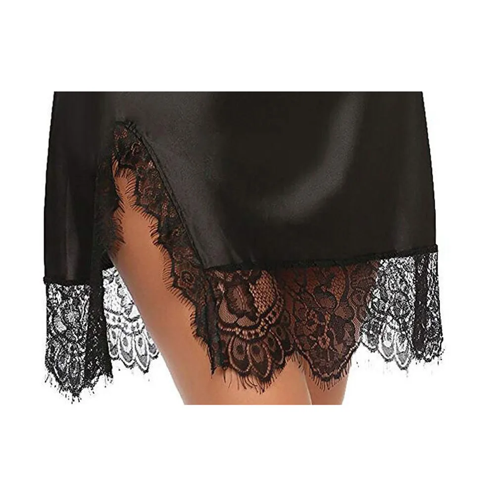 Женское нижнее белье мини ночная рубашка сексуальная шелковая атласная