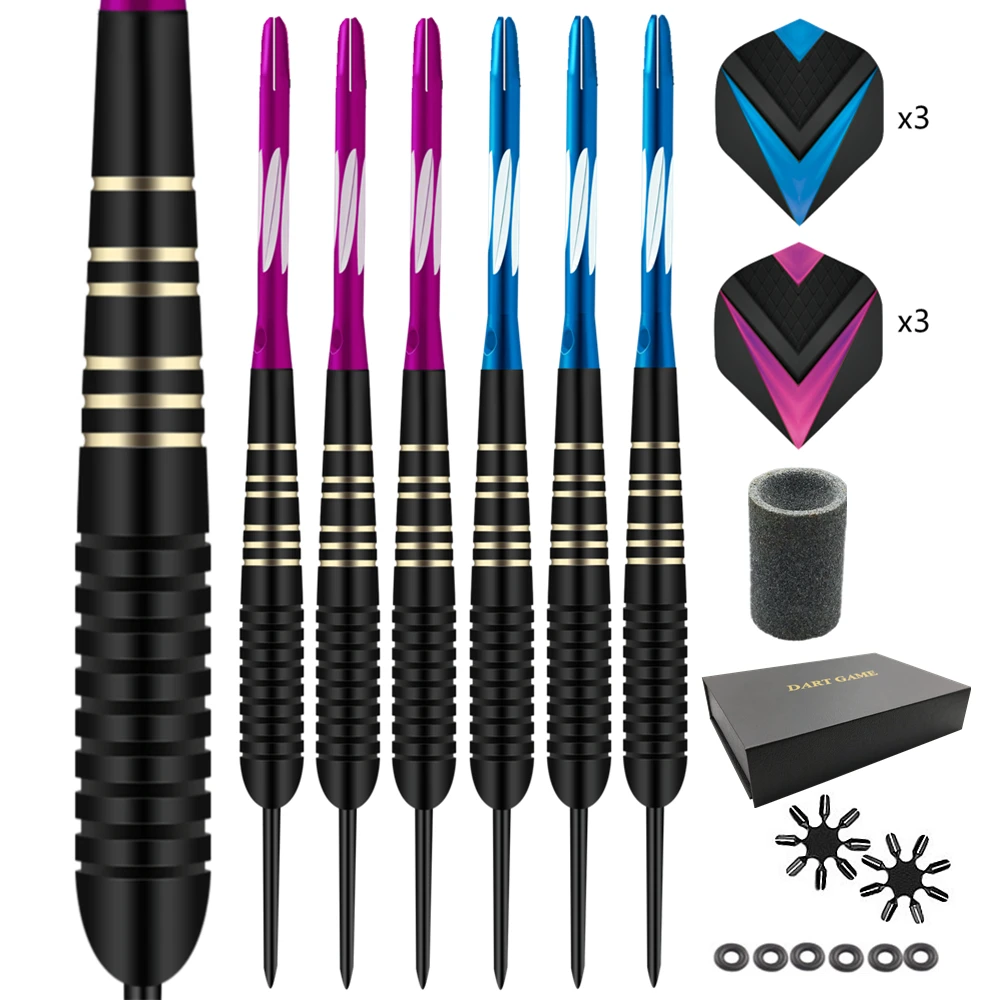 

GOODARTS 6Pcs Steel Pointed Darts Indoor Sports Games 23g Standard Hard Darts Steel Tip Darts Aluminum Shafts Aurora Flight