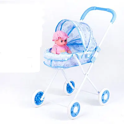 Only the small car Складная детская коляска с большим колесом, набор игрушек для ролевых игр, детская железная тележка для девочек, игровой домик, игрушки, тележка для кукол - Цвет: Only the small car