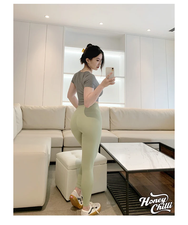 

WOMENGAGA Pink Peach Hip Sports Fitness Pants For Women High Flexibility Slim Skinny Hot Sexy Women Korean Leggings Trousers U8J