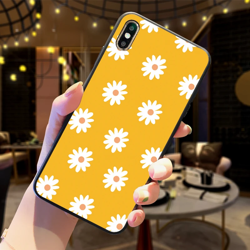 Силиконовый чехол для iphone 11 PRO X XS Max XR 7 8 6 6s Plus с изображением цветов маргаритки